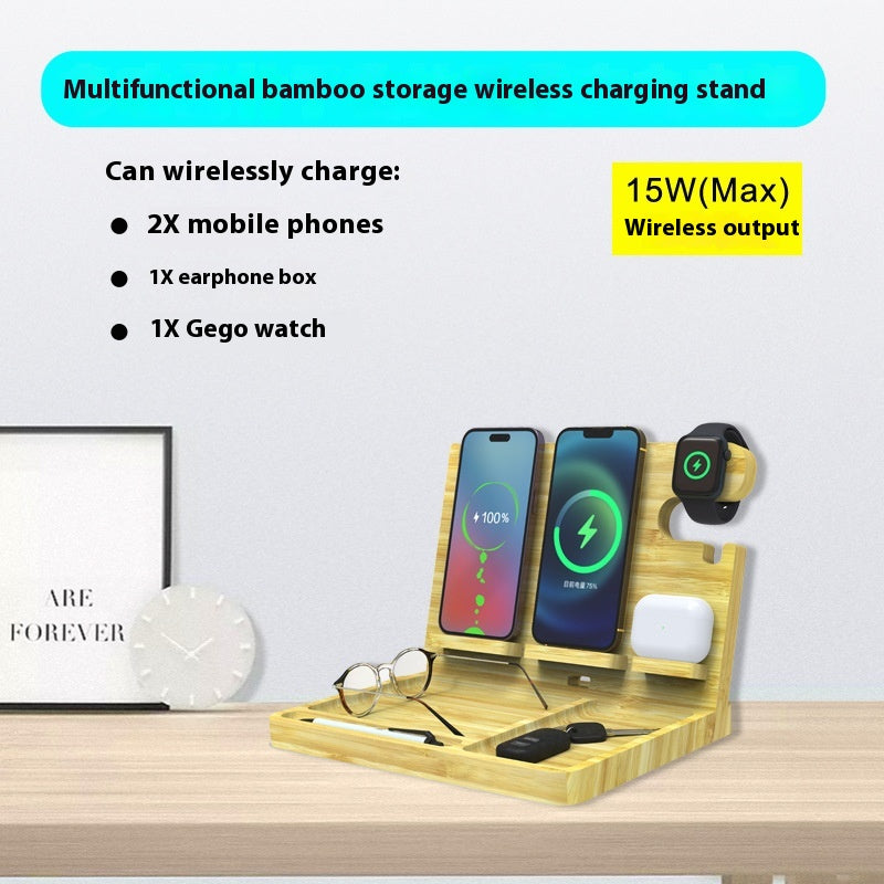 EcoCharge 6-in-1 Bamboo Wireless Charger