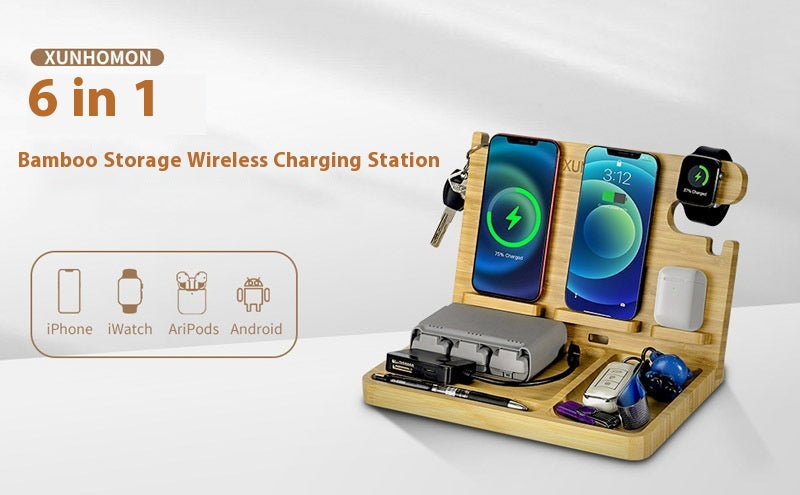 EcoCharge 6-in-1 Bamboo Wireless Charger