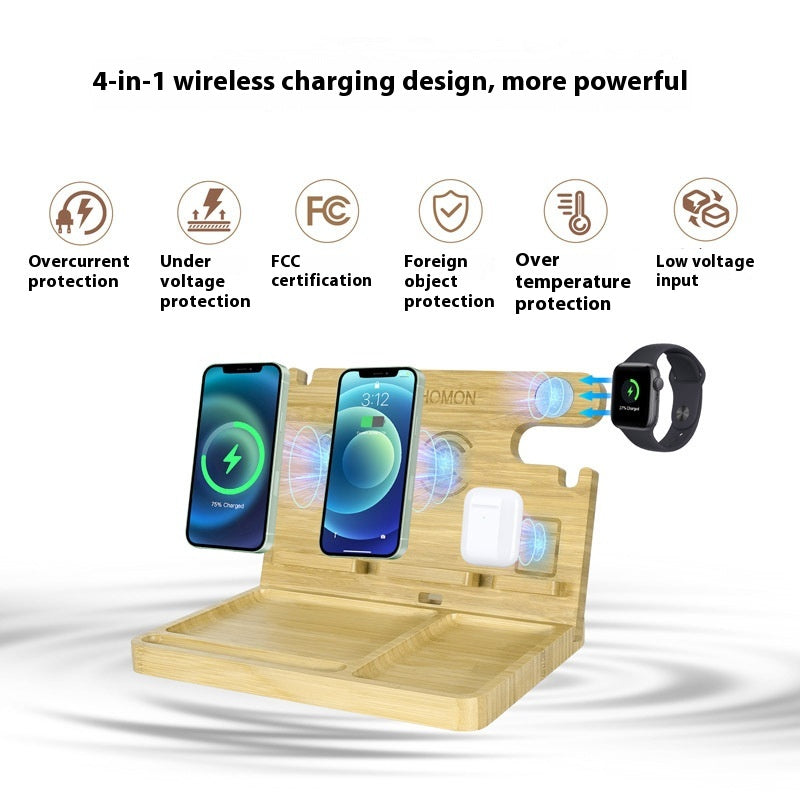 EcoCharge 6-in-1 Bamboo Wireless Charger