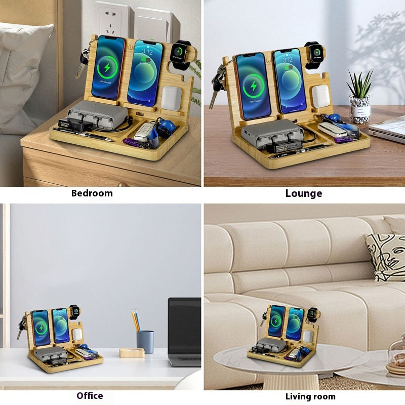 EcoCharge 6-in-1 Bamboo Wireless Charger