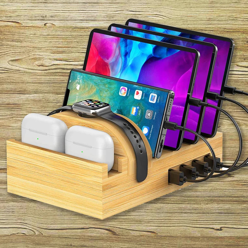 EcoCharge 7-in-1 Sustainable Bamboo Charging Hub