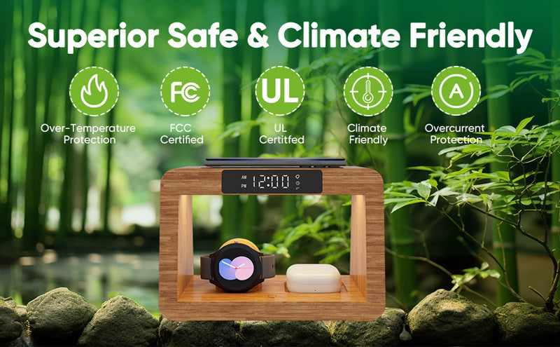 EcoAlarm Bamboo Charger with Ambient Light