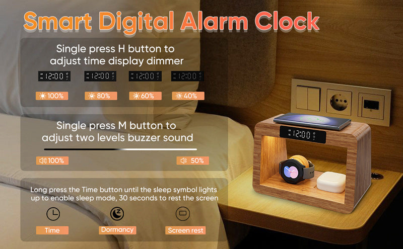 EcoAlarm Bamboo Charger with Ambient Light