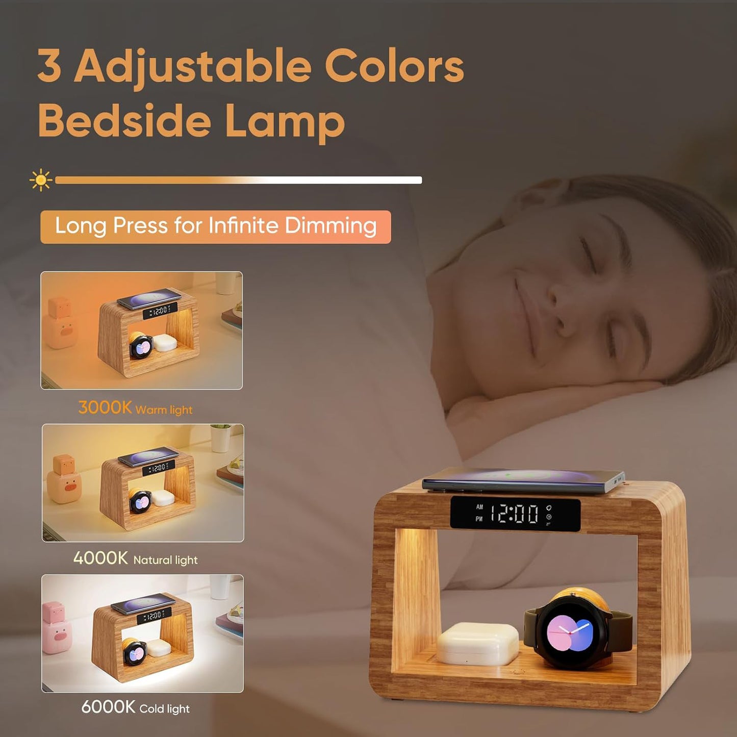 EcoAlarm Bamboo Charger with Ambient Light